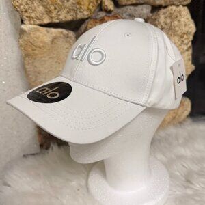 Alo Yoga White Logo Baseball Cap Adjustable